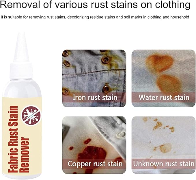 2Pcs 100ml Emergency Stain Rescue Stain Remover Fabric Rust Stain Remover Strong Clothes Rust Remover Quick Dirt Spot Stain Rust Yellow Remover Clothing Cleansing Agent Tools