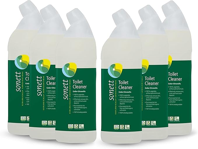 Sonett Organic Toilet Cleaner Cedar-Citronella Pure Essential Oils From Certified Organic Cultivation 25fl oz (Pack of 6)