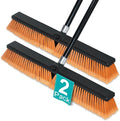 PBHEPJ 24 Inchs Push Broom Outdoor Heavy Duty Shop Broom with 60 Long Handle for Cleaning Outdoor or Indoor Tile Garage Shop Deck Concrete Wood Stone Patio Floor 2 Pack