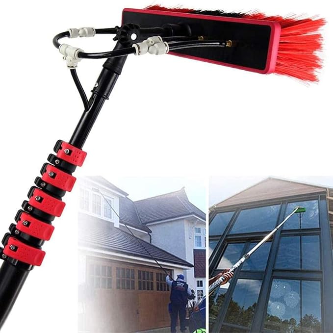 Window Cleaning Pole Water Fed Telescopic Brush Extendable Cleaner Conservatory Roof Cleaning and Washing Tool 18FT/5.4M