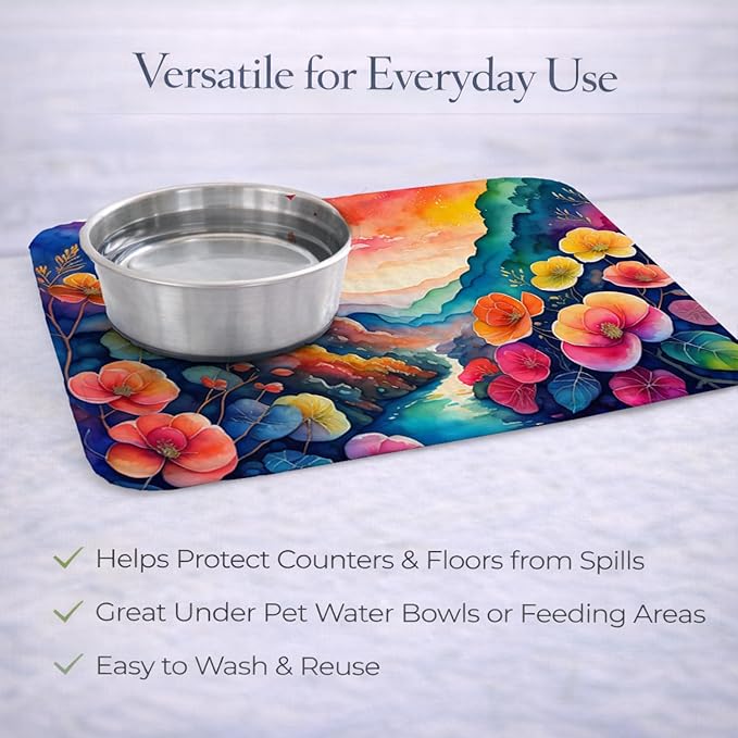 Caroline's Treasures DAC1410DDM Begonias in Color Dish Drying Mat Absorbent Dish Drying Mat Pad for Kitchen Counter Dish Drainer Mat for Countertop 14 x 21 Multicolor