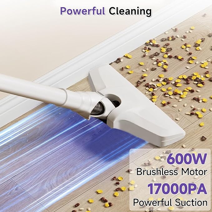 Corded Stick Vacuum Cleaner Hardwood Floor Vacuum 600W Powerful Hard Floor Vacuum Cleaners Powerful Upright Corded Vacuum Cleaner Suitable for Hair Pet Hair Wood Floors Tile Floors Dorm