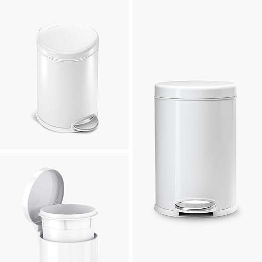 simplehuman 4.5 Liter Bathroom Trash Can White Steel