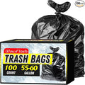 100 Count 55-60 Gallon Trash Bags Sturdy &amp Tear-Resistant Commercial Can Liners 55 Gallon Large Garbage Bags Large Black Trash Bags for Commercial Lawn and Leaf Bags