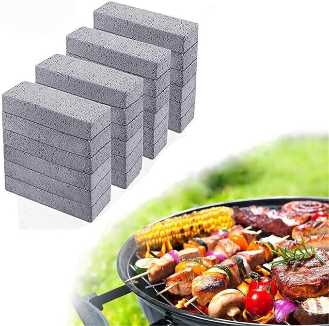 Pumice Stone for Grill Cleaning BBQ Grill Cleaning Brick and Brush Set Stain and Grease Remover for Barbecue Racks(9PCS)