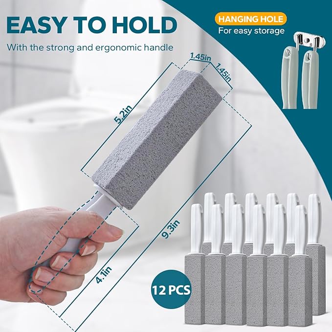 Pumice Stone Toilet Bowl Cleaner 12 Pack Pumice Stone for Cleaning Toilet with Handle Bathtubs Sinks Grills Swimming Pools