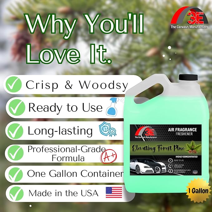 Car Air Freshener Concentrate 128 fl oz Professional Automotive Interior Fragrance Ready to Use Liquid Multiple Scents (Pine)