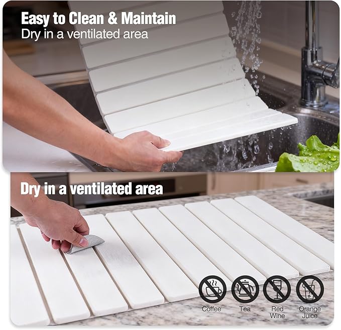 Large Stone Dish Drying Mats for Kitchen Counter 23x15in. Diatomaceous Earth Water Absorbing Mat White