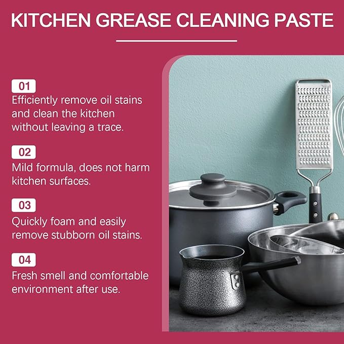 Kitchen Degreaser Cleaning Paste - Multi-Purpose Removes Stubborn Grease &amp Grime Easy To Use(2PCS)