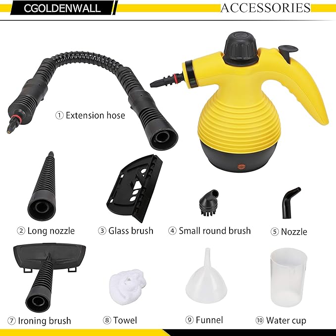 CGOLDENWALL Handheld Steam Cleaner Pressurized steamer Portable Cleaning Machine for Stubborn Stains Removal Multi-Purpose Cute Household Cleaning Machine