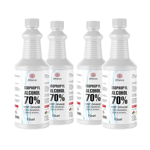 Isopropyl Alcohol (IPA) 70% - USP Medical Grade - 1 Gallon (4 x 32 FL Oz Bottles) - Rubbing Alcohol 70 Percent - Alliance Chemical - Made in America