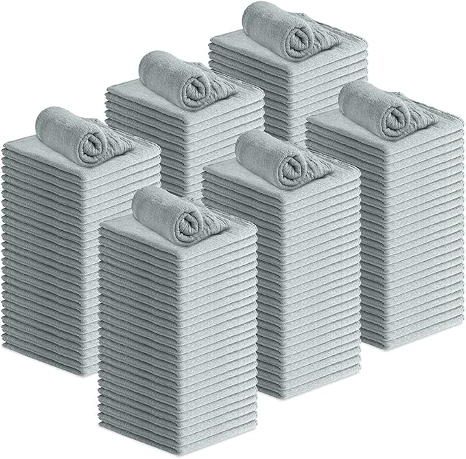 Avalon Towels Cotton Shop Rags – (Pack of 150) Size 12x14 Inches Cleaning Rags – Absorbent Shop Towels and Multipurpose Cleaning Towels for Automobiles Industries Garage and Homes (Grey)