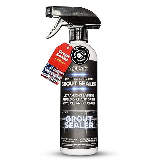 AQUA-X 16 Oz. Grout Sealer Clear Grout and Tile Sealer Natural Finish Professional Grade Indoor &amp Outdoor Fast Dry and Long Lasting Protection