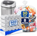 (Pack of 500) Plexon Transparent Trash Bags Clear Trash Bags - 20-30 Gallon 30W x 37L 8 Micron - Clear Garbage Bags High-Density Garbage Can Liners Fits Square and Round Trash Cans