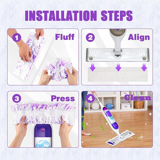 60 Pack Disposable Power Mop Refill Pads for Swiffer PowerMop - Multi-Surface Floor Cleaning Mop Pads Compatible with Swiffer Wet Pads Refill 12 Layers Thickened | Super Absorbent | Stickiness