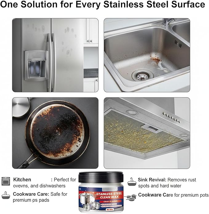 Stainless Steel Scratch Eraser Stainless Steel Scratch Remover &amp Cleaner for Appliances- 2026 Nano-Technology Polishing Paste Clean Wax for Refrigerator Dishwasher Oven Sink (3PCS)