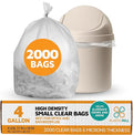 PlasticMill Heavy Duty Trash Bags - Clear Garbage Bags - Plastic Trash Bags - Kitchen Bathroom Office Garbage Bags Trash Can Liners - 4-Gallon Small Trash Bags 6 Microns 17x18 (2000-Count)