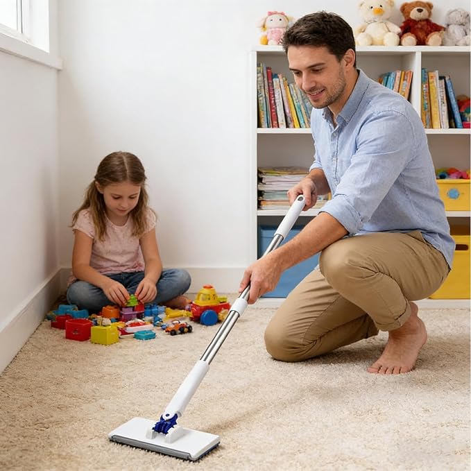 Floor Cleaning Dust Mop | Large 83x107cm Wet Dry Mop ABS Stainless Steel Handle Versatile Cleaner | Easy Use Durable Design | Doors Panes Walls Bathroom Toilet Hard-to-Reach Corners