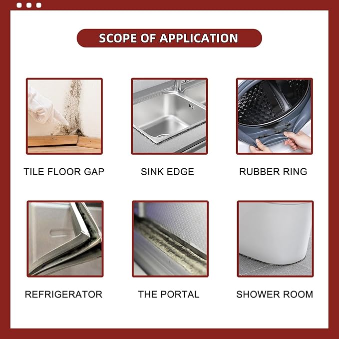 Powerful Household Cleaning GelRemover GelHighly Effective In Penetration Suitable Forfor Sink Bathtub Toilet Seals Bathroom Kitchen Safe Formula That Does Not Damage The Surface (90G5PC)