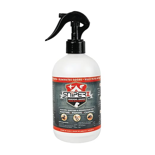 SNiPER II Disinfectant Cleanser and Odor Eliminator Cleaner for Outdoor Disinfecting Purposes Use for Hunting Fishing and Camping Made in the USA 16 Ounce Spray Bottle