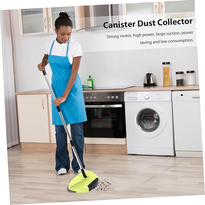 Hand Push Floor Sweeper Dustpan and Trash Bin 360° Rotating Cleaning Mop for Multi-Surface Use Random Color