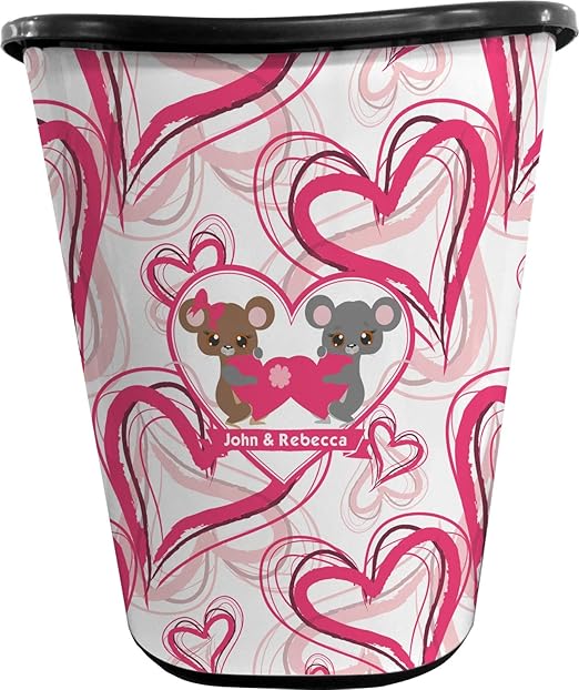 Personalized Valentine's Day Waste Basket - Double Sided (Black)