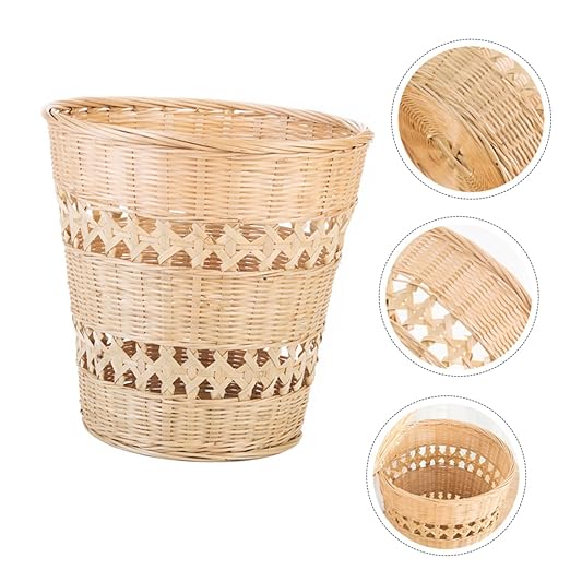 1Pc Hand Woven Trash Can Retro Decorative Wastepaper Basket for Home Storage for Office and More Stylish and Wastebasket