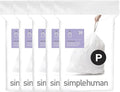 simplehuman Code P 100 Count Dispenser Pack Custom Fit Liners Drawstring Trash Bags 50-60 Liter / 13-16 Gallon White