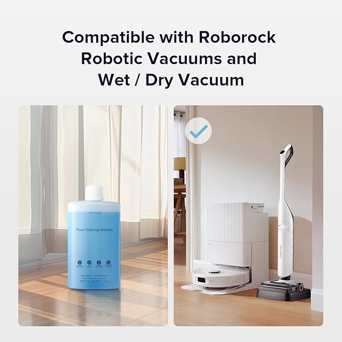 roborock Floor Cleaning Solution Floor Cleaner for Hardwood Compatible Robot Vacuums with Mopping and Wet and Dry Vacuum 1L 33.8 Fl. OZ
