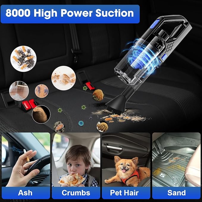 Viewsun Car Cleaning Kit Car Interior Detailing Kit with High Power Handheld Vacuum Cordless Rechargeable Detailing Brush Set Windshield Cleaner Complete Auto Accessories for Men Women Gift