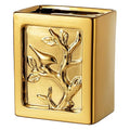 Gold Bathroom Trash CanLuxury Ceramic Hand Carved Decor Garbage Can1.32 Gallon/5 Liter Stylish Small Waste Basket for BathroomOfficePartyRoom