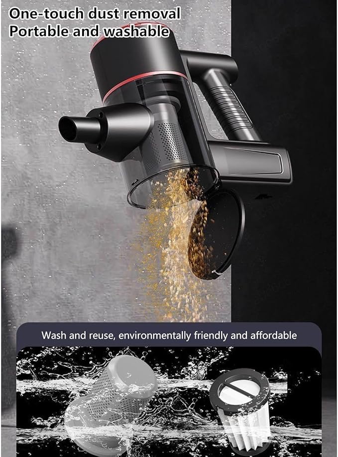 Lightweight Cordless Vacuum Mop Combo 5 in 1 18Kpa 8000mah Battery Hard Floor Cleaner Machine Self-Standing Cordless Vacuums for Hardwood Floor/Carpet/Pet Hair/CarRed