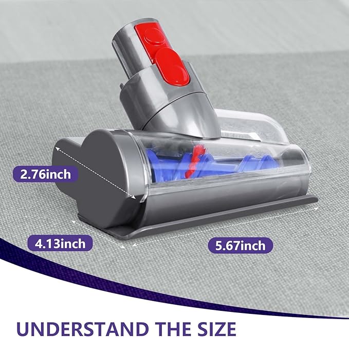 Mini Motorized Brush Head Compatible with Dyson V7 V8 V10 V11 V15 Vacuum Cleaners - Pet Hair Removal Vacuum Attachment - Hair Screw Tool for Carpeted Stairs Couch/Sofa Cushions Car Carpet