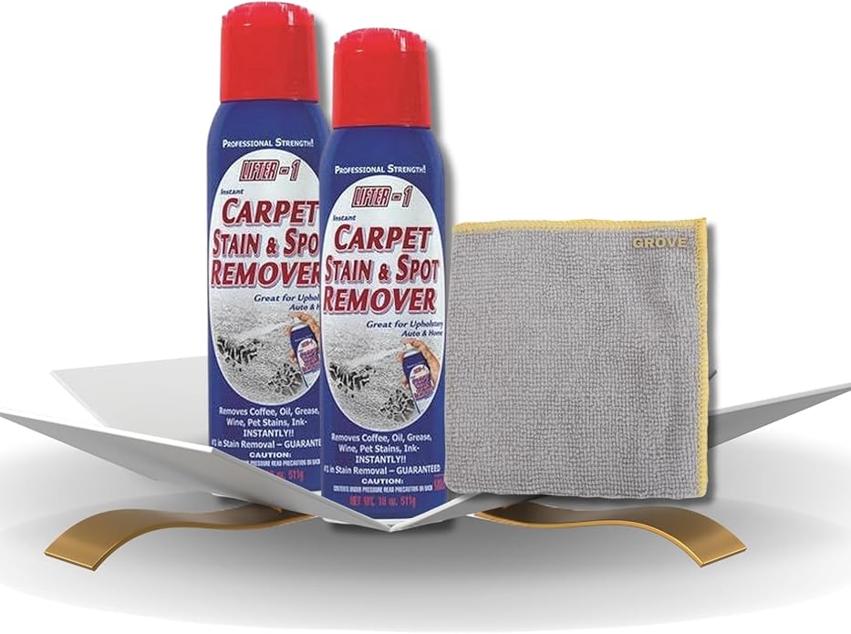 Lifter-1 Carpet Stain &amp Spot Remover Spray 18 oz Bundle with Microfiber Cloth - Effortless Carpet Stain Remover - Quick and Easy Carpet Cleaner Spray for Tough Stains - (3 Items)