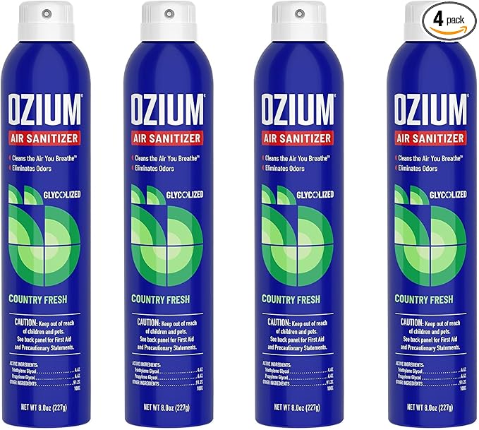 Ozium 8 Oz. Air Sanitizer for Homes Cars Offices and More Country Fresh 4 Packs