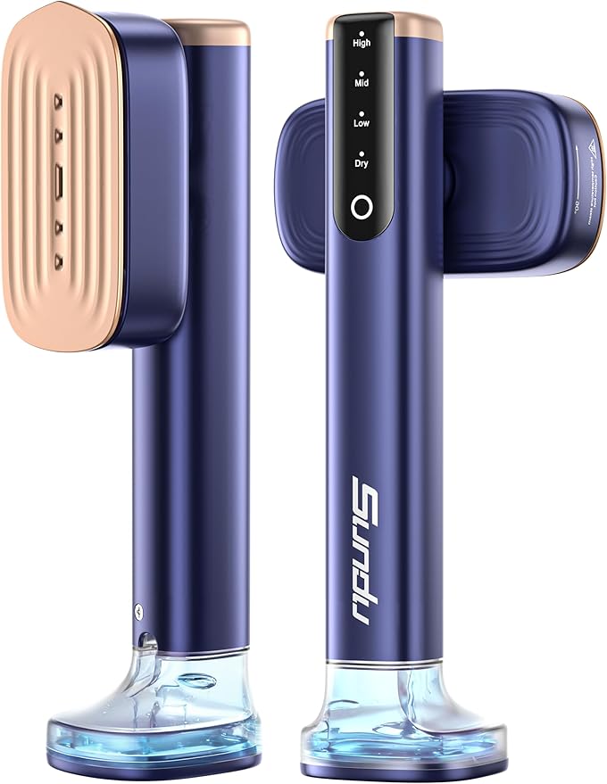 Travel Steamer for Clothes with 180 ml Water Tanks15s Fast Heat-up24 g/min Strong Steam Performance Portable Garment Steamer with Touch Control LED Display Steam Iron(Blue Gold)