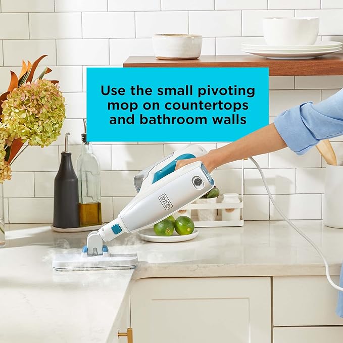 BLACK+DECKER Steam Mop Floor and Handheld Steamer Multi-Purpose Steam Cleaner with 6 Attachments Corded (BHSM15FX08)