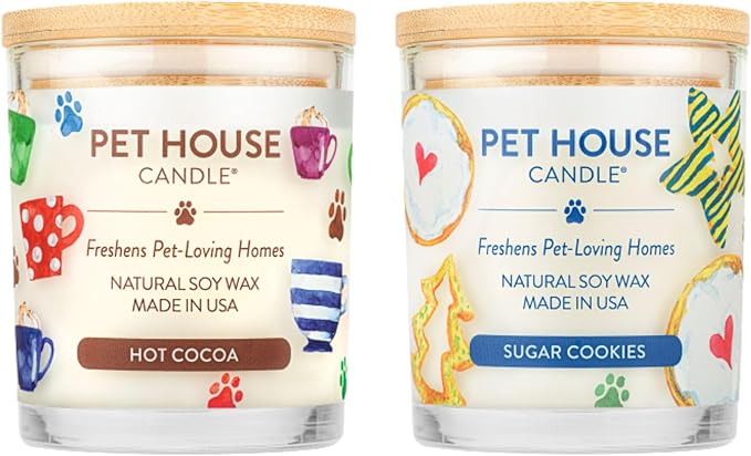 Pet House Candles Plant Based Pet Candle Clean Burning Long Lasting for Home Hot Cocoa and Sugar Cookies