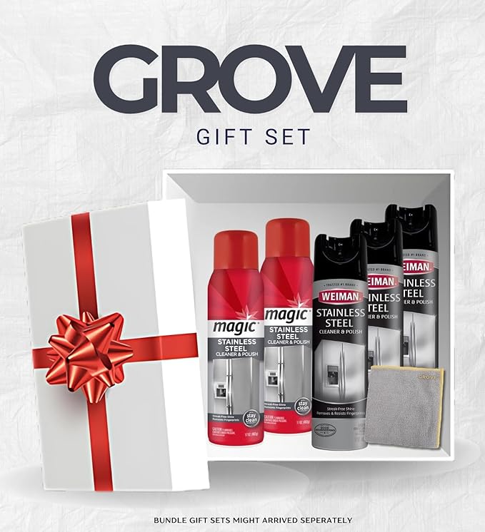 2x Stainless Steel Cleaner &amp Polish 17 oz Spray + 3x Weiman Stainless Steel Cleaner and Polish Bundle with Microfiber Towel – Cleans Polishes and Protects Surfaces – Gift Set (5 Items)