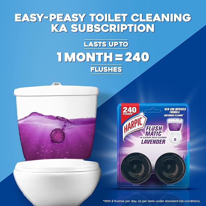 Harpic 100 gm - Lavender Flushmatic In-Cistern Toilet Cleaner Blocks | Toilet Flush Cleaner Balls
