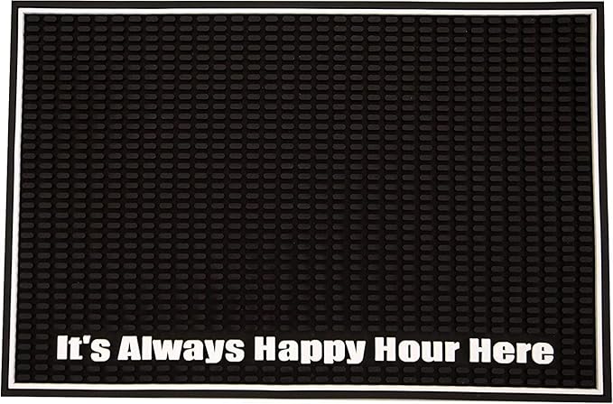Highball &amp Chaser Premium Custom Bar Mat 18in x 12in 1cm Thick Durable and Stylish Service Bar Mat for Spills Coffee Bars Restaurants Counter Top Dish Drying Mat (Happy Hour)