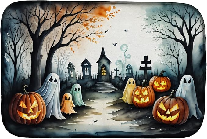 Caroline's Treasures DAC2245DDM Ghosts Spooky Halloween Dish Drying Mat Absorbent Dish Drying Mat Pad for Kitchen Counter Dish Drainer Mat for Countertop 14 x 21 Multicolor