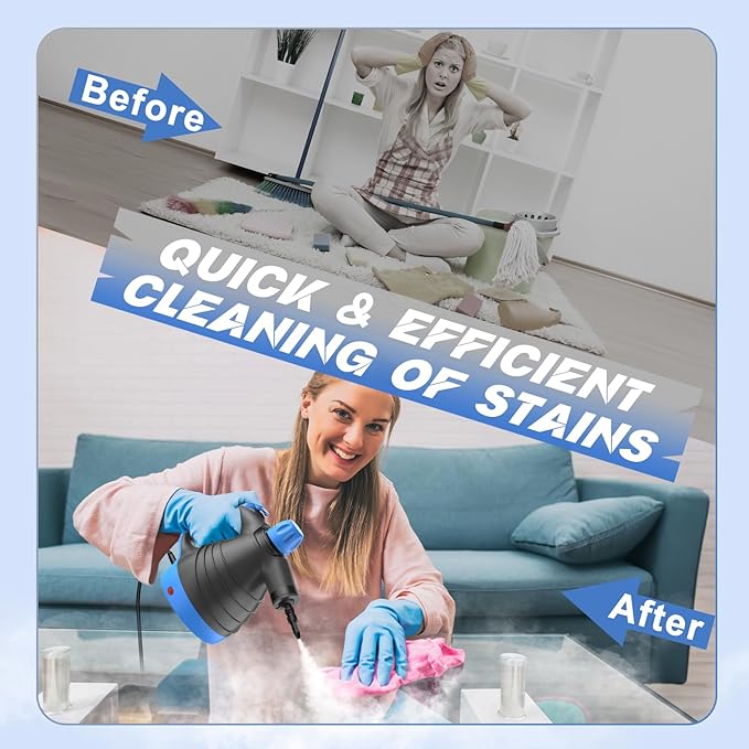 Deep Clean Steam Cleaner Fast Heating Efficient Cleaning Multi-Purpose Handheld Steamer for Cleaning Pressurized Multi-Surface Steam Cleaner for Home Car Upholstery Floor Grout Couch and Grease