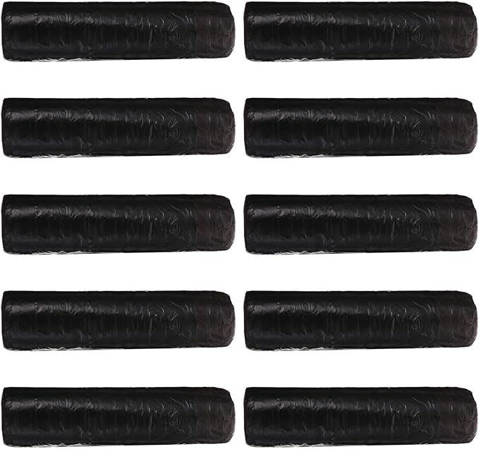 Ciieeo Disposable Plastic Garbage Bags with Drawstring 10 Packs X 15pcs Black Trash Bags for Home Waste Organizer and Kitchen Use