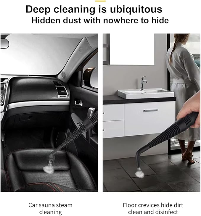 Handheld Steam Cleaner Portable Steam Cleaning Machine with 1000W Power Includes 6 Spray Heads Auto Dry Burn Protection for Cleaning Car Bathroom Shower Upholstery Grout Window Grease