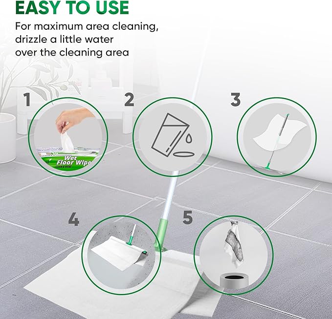 Yugi XXL Wet Floor Wipes For Squeegee StickMulti Surface Cleaning WipesFresh Aroma ScentHuge Disposable Wipes (27.5 x 15.7)Extra Thick(3 Packs- 30 wipes)