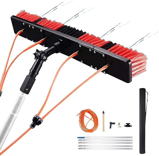 Extendable Telescopic Window Cleaner Kit with Adjustable Brush Head 3 12m Cleaning Pole Water Fed Solar Panel Washing Equipment Conservatory Roof Cleaning 55cm Brush Head