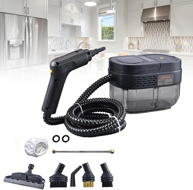 Steam Cleaner with Handle Controllable SwitchPortable 2500W High Pressure Handheld Steam Cleanerfor Car Kitchen Furniture Grout TileBlack
