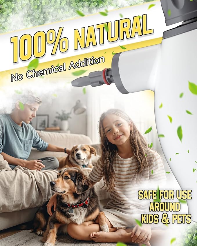 Handheld Steam Cleaner with Safety Lock 500mL Large Tank &amp 19PCS Accessories - Multi-Surface Deep Cleaning for Kitchen Bathroom Car Sofa - Removes Stubborn Grime Sanitizes Surfaces (White)