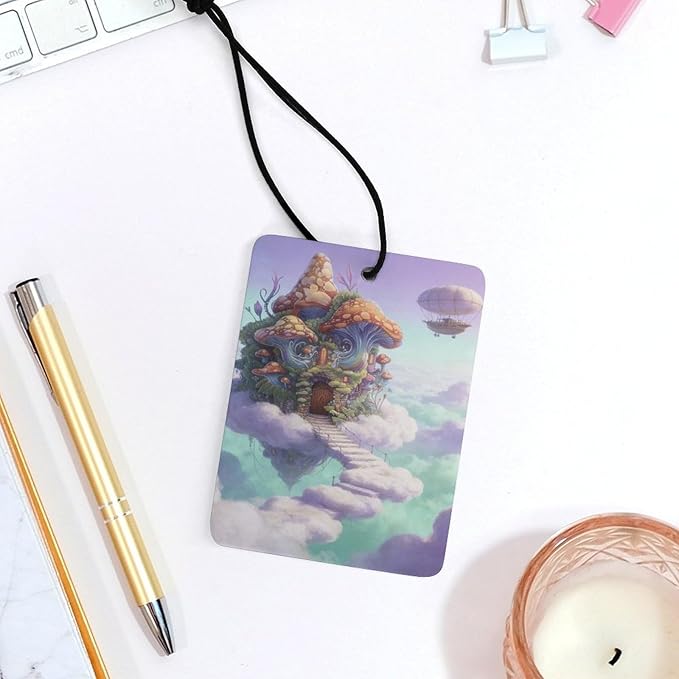 5PCS Car Air Freshener Hanging Personalized Double Sided Sky Shroom Hut Car Fresheners Long Lasting New Cars Scents Cute Automotive Freshies for Closets Drawers (tea)